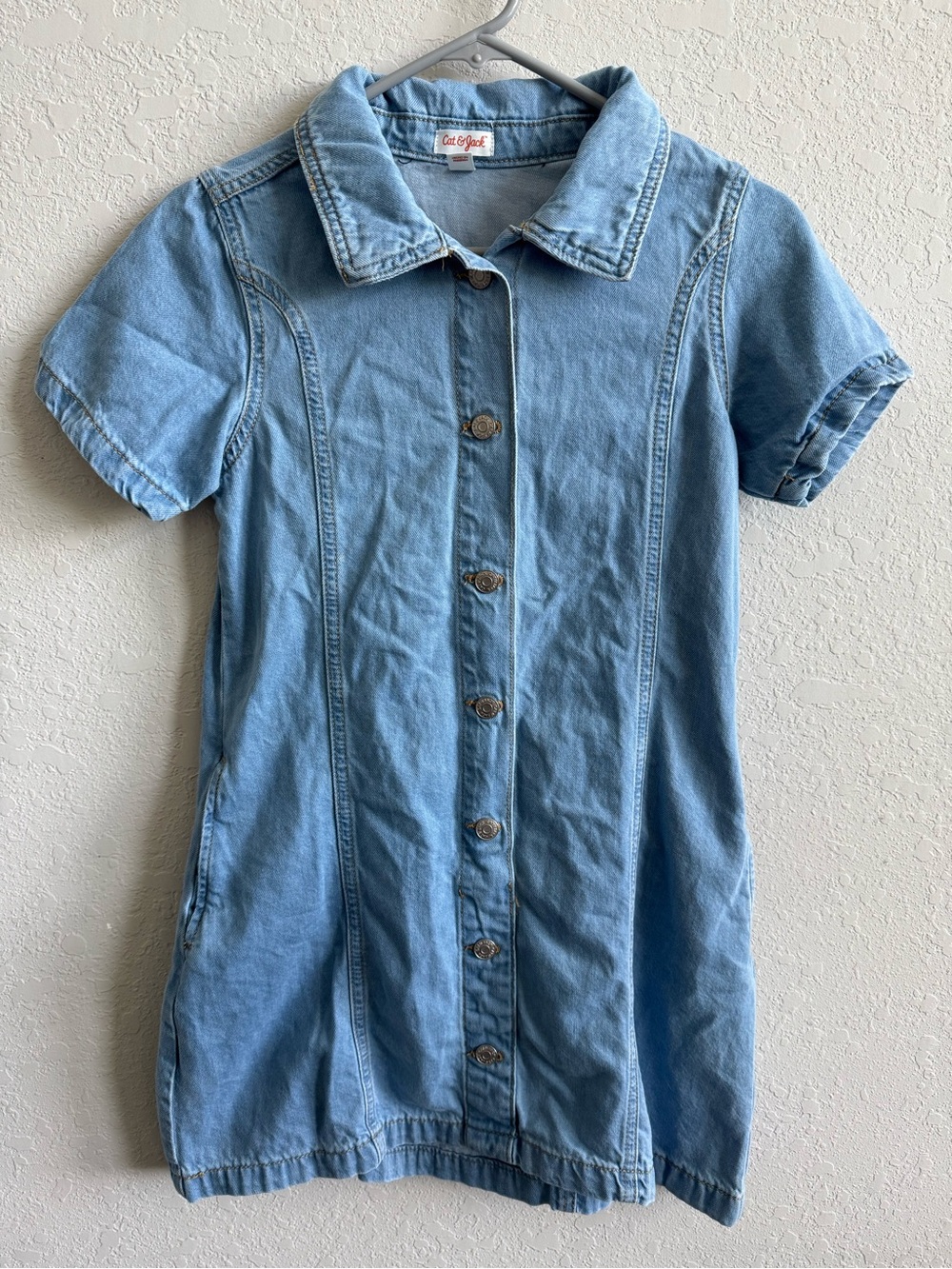 Cat & Jack Light Blue Denim Short Sleeve Button Front Dress